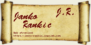 Janko Rankić vizit kartica
